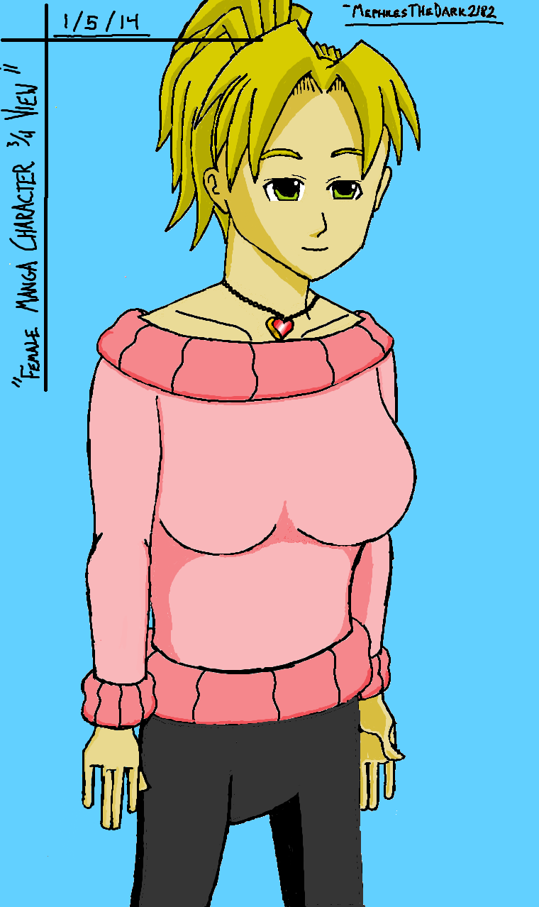 Female Manga Character 3/4 View